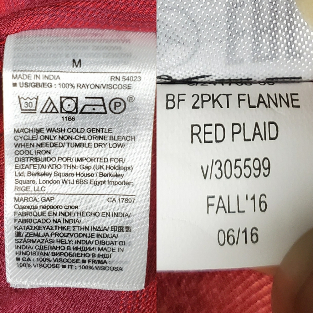 •GAP + PENDLETON• Boyfriend Plaid Shirt In Red. - Picture 6 of 6